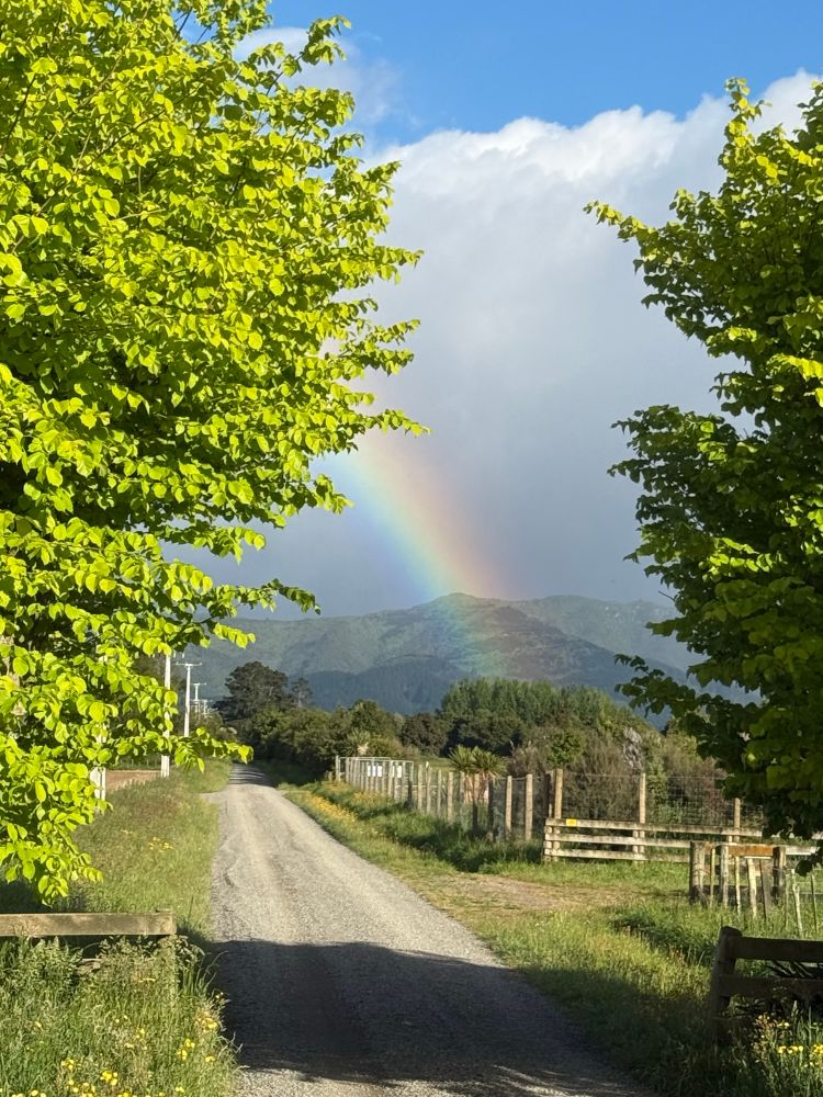 Rainbow over Tararua ranges close to Beau Vista Orchard.  