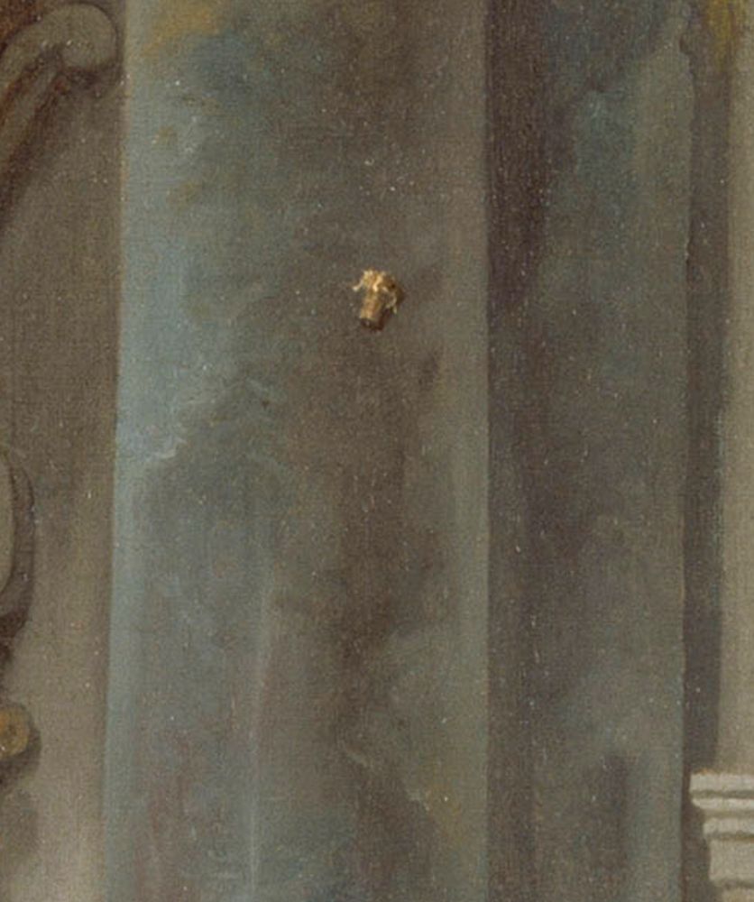 An enlargement of the painting showing the flying cork