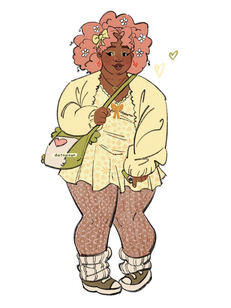 drawing of a black girl in pastel clothes