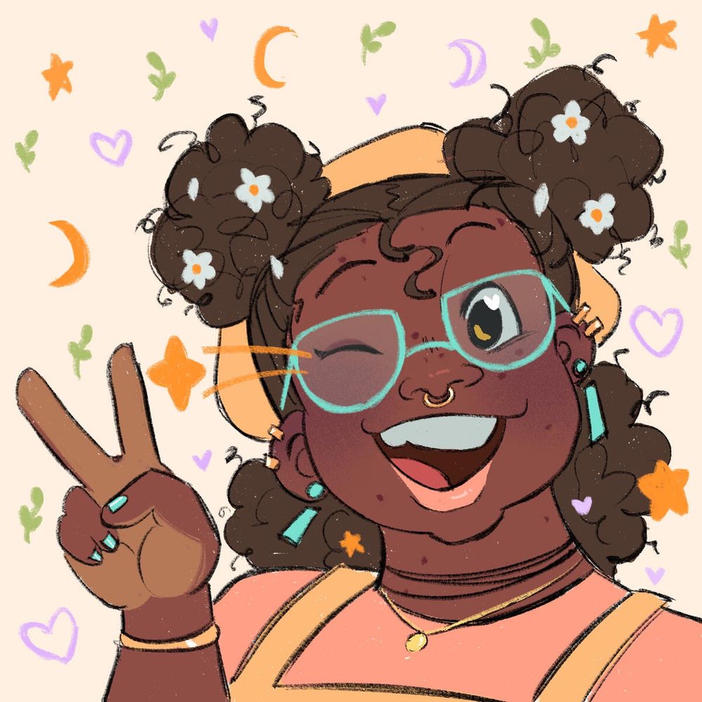 Bust of a Black character winking and giving a peace sign
