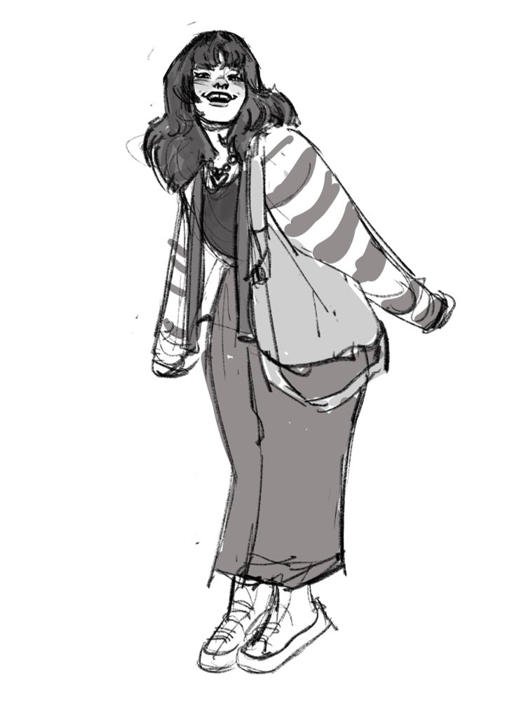 Drawing of a girl smiling and posing!