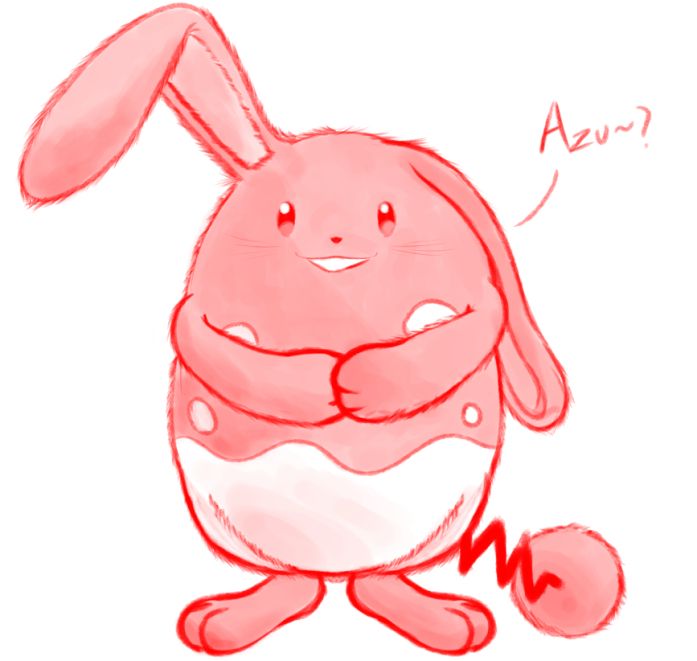 An Azumarill (Pokemon) with one lopped ear!

I modified the design a little so it looks a TAD more realistic/grounded in reality, while still retaining some of its cartoony features.