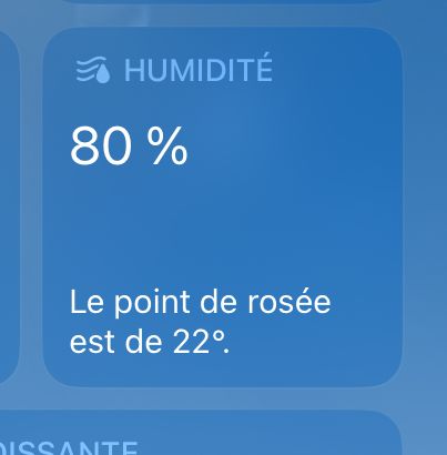 Capture écran appli météo qui indique 80% d’humidité à Ibiza 

