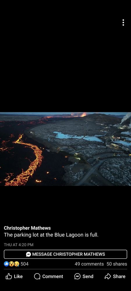 Lava flowing near Blue Lagoon in Iceland.