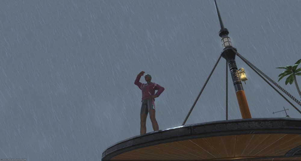 『ファイナルファンタジーXIV』のスクリーンショット
ルガディン女性が飛び込み台の上で辺りを見回している。