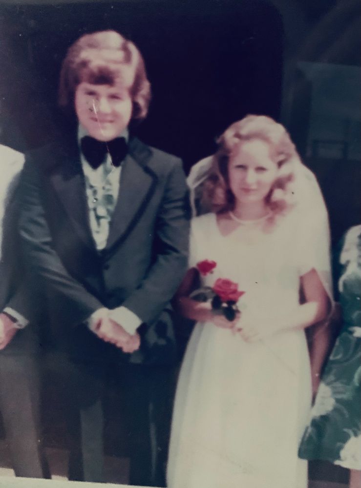 A young couple on their wedding day 