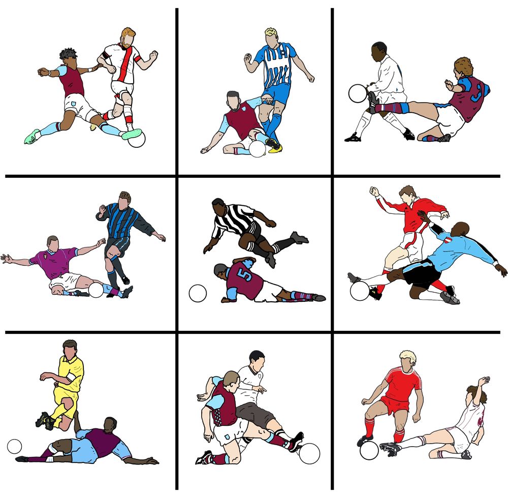 An image by MeltyShirts featuring the cartoon images of Aston Villa players putting in crunching slide tackles. A great Christmas gift for fans on Aston Villa on T-shirts and other gifts.

#AVFC #AstonVilla #Villa #UTV #UptheVilla #claret&bluesky
