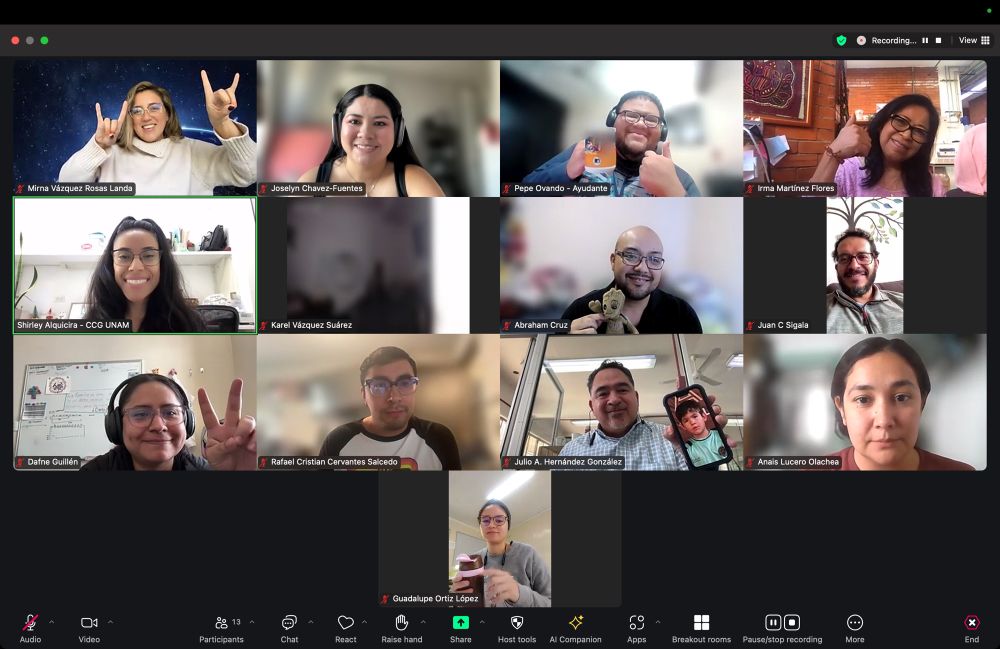Zoom screenshot with the 8 participants, three instructors, and two organizers of the CDSB workshop 2024