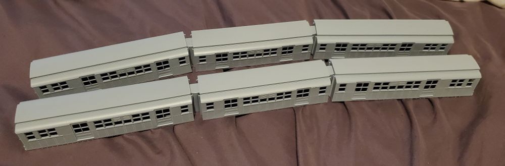 3D printed bodies for BMT D type Triplex subway cars.