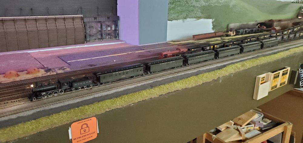 A train of my G-8 consolidation, the 5 NYC&HR coaches, and one CNR coach. 