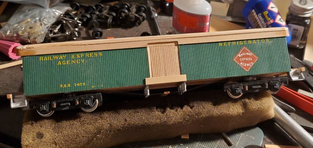 Milk reefer with sides. 
