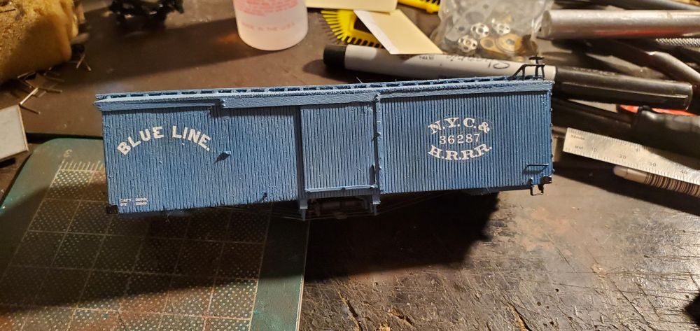 NYC&HR BlueLine boxcar 36287 in a pre-safety act condition with no side ladders and minimal car data