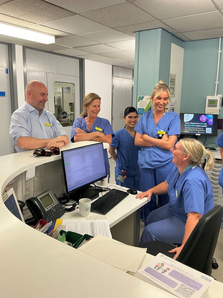 Chief Nursing Officer Duncan Burton talking to members of the Labour Ward team in the Maternity Unit at York Hospital