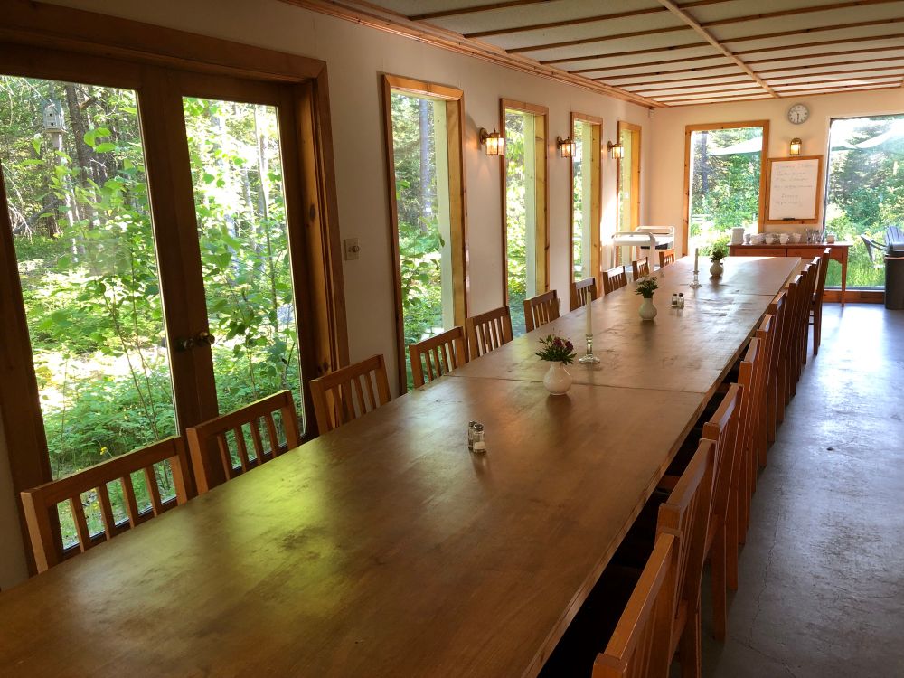Eagle Hill Institute dining room where we enjoyed long dinner conversations about the day’s discoveries. Amazing views of the forest. 