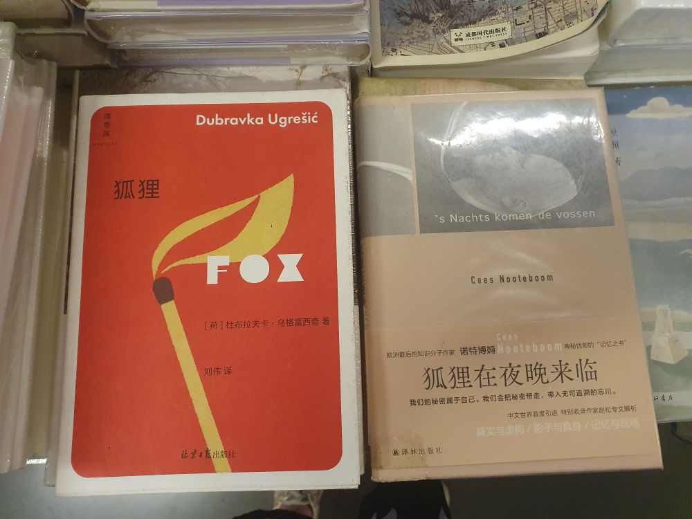 Twee boeken van Nederlandse schrijvers in Chinese vertaling: Dubrovka Ugrešić en Cees Nooteboom.