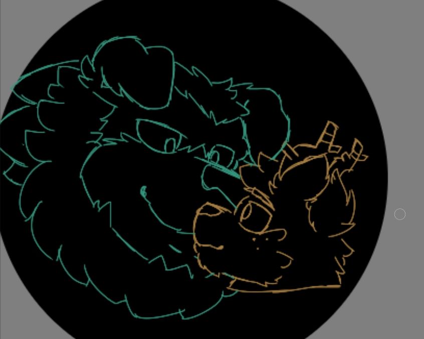 a sketch of Pako and Clover kissing while passionately looking at each other