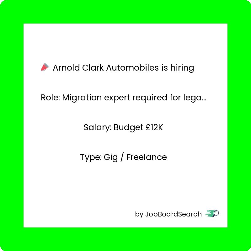 📢 Arnold Clark Automobiles is hiring a Migration expert required for legacy CMS to Umbraco !
