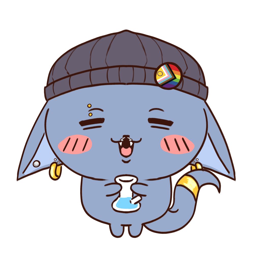 Chino version of Beeru holding a tiny bong.