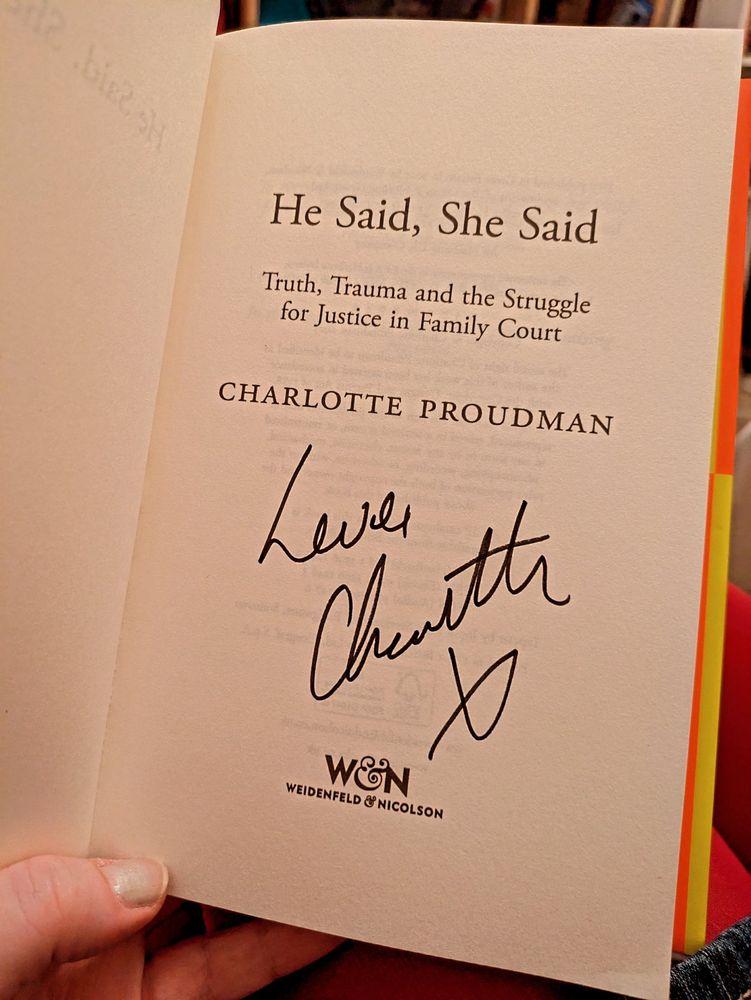The inside of my copy of 'He Said, She Said' by Dr Charlotte Proudman, showing where she signed the book for me.