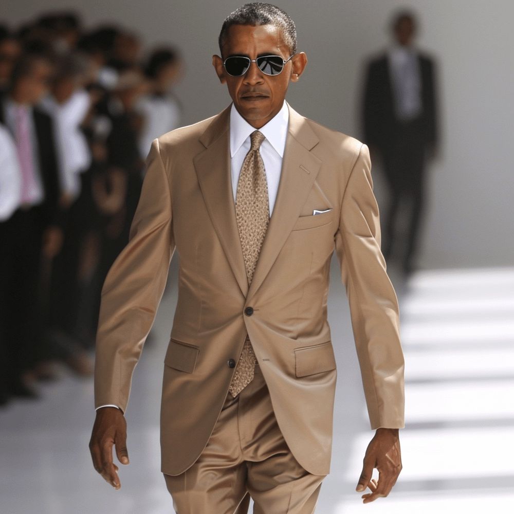 Barack Obama rocking a tan suit. 