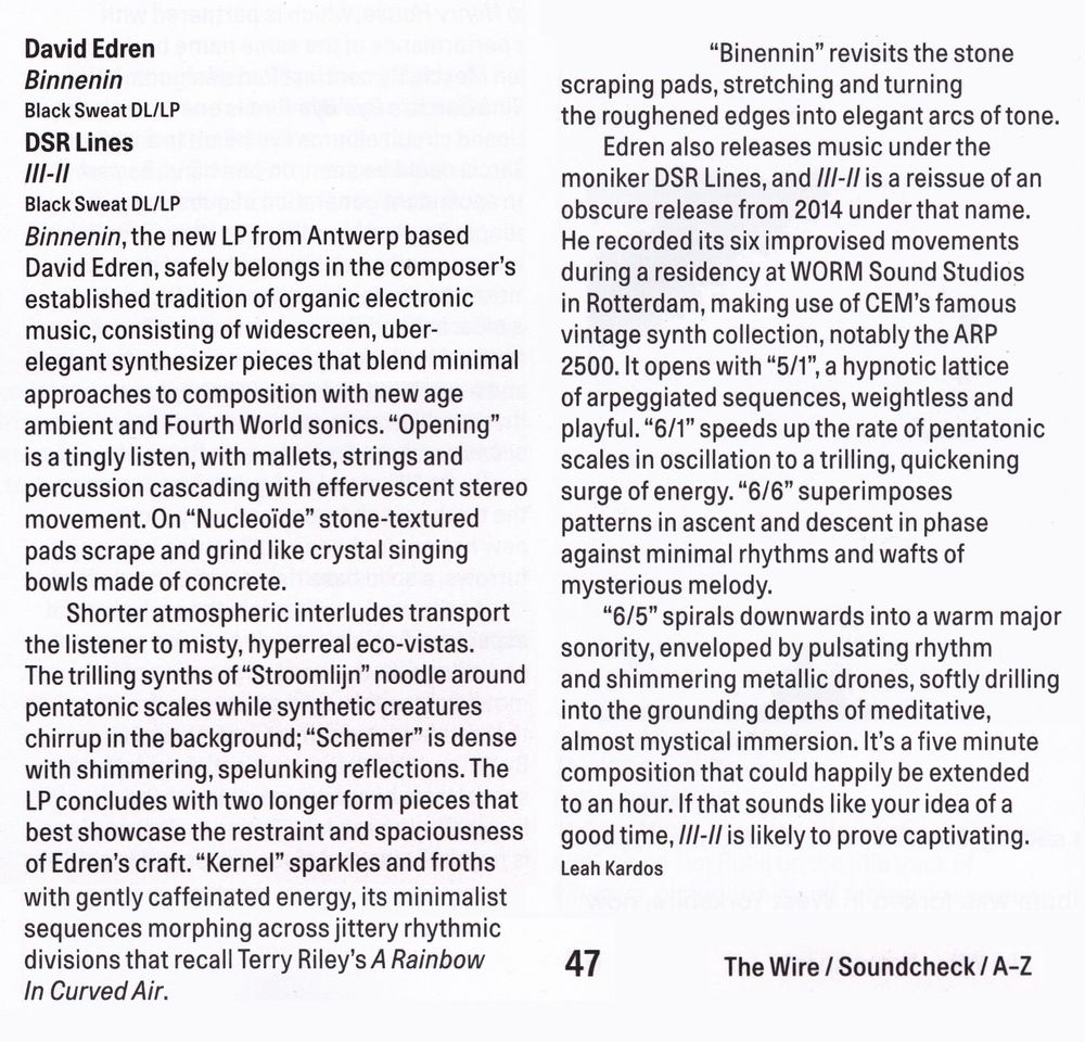 Album Review in this months The Wire (march 2025)