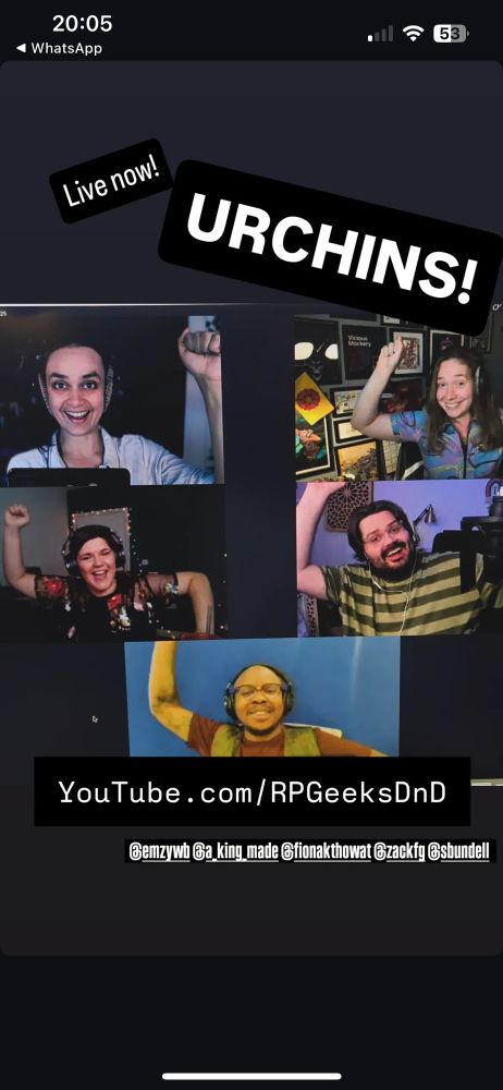 Screenshot of BTS cast photo used for instagram. Cast doing the now traditional urchins dance pose!