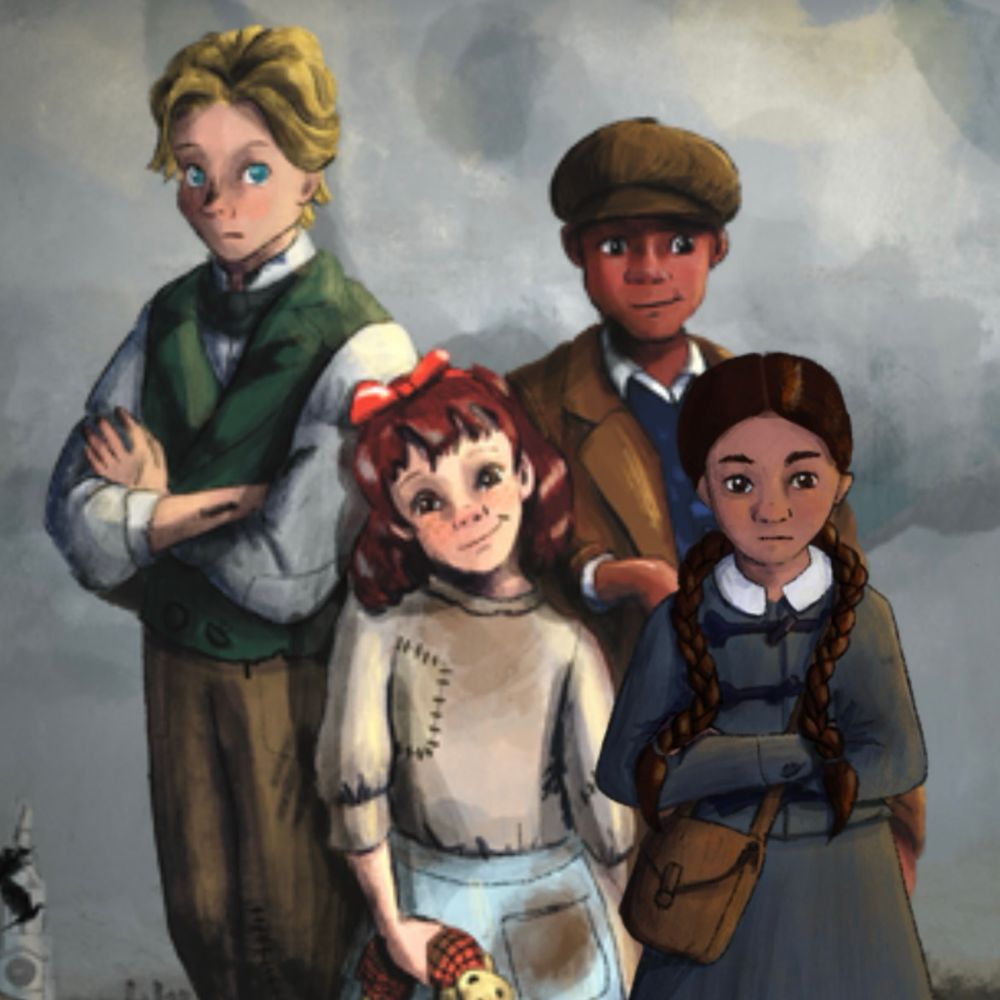 Artwork of Urchins Character by Shamini. Going clockwise from top left: Theo, Will, Pansy and Eddie