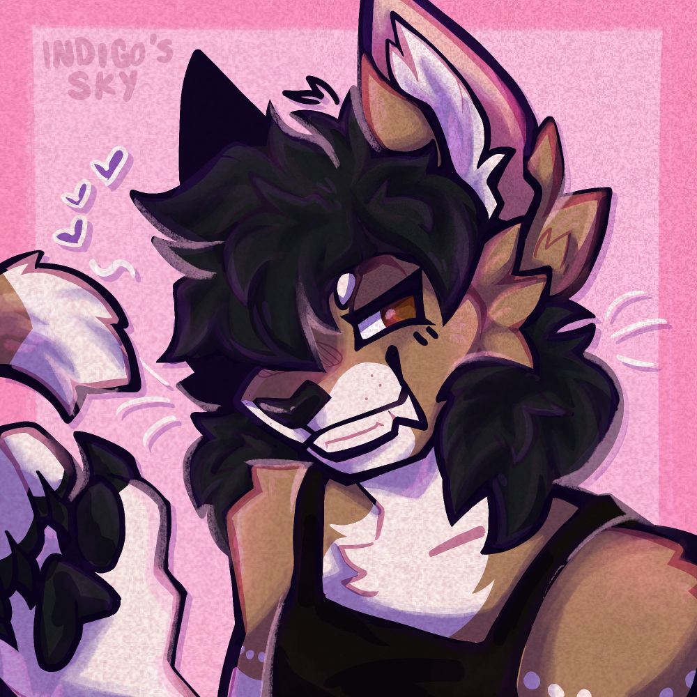 A dynamic shaded bust, cat consisting of brown, cream and black colors smirking while looking towards the camera