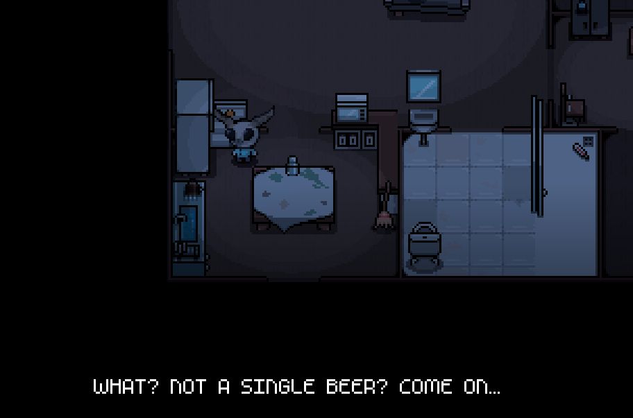 Moth Kubit is looking for beers to cope with his eviction notice, but can't find any in this fridge.