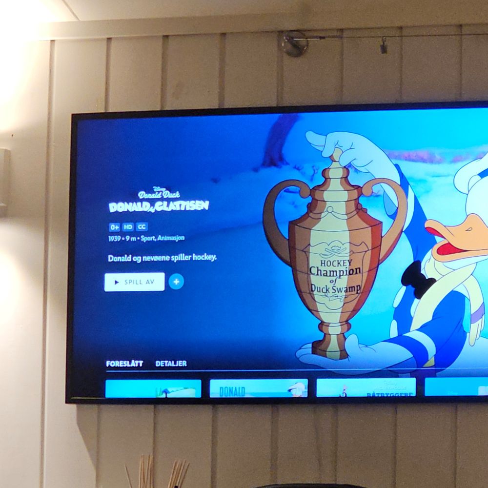 Bilde av skjerm med gammel dondald-film klar til avspilling