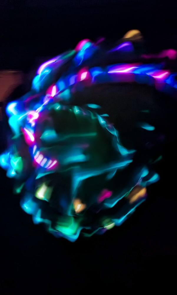 A time lapse from a phone bad at time lapse, thanks Google pixel 8... It sort of shows the patterns of the less in the glowstar in the dark.