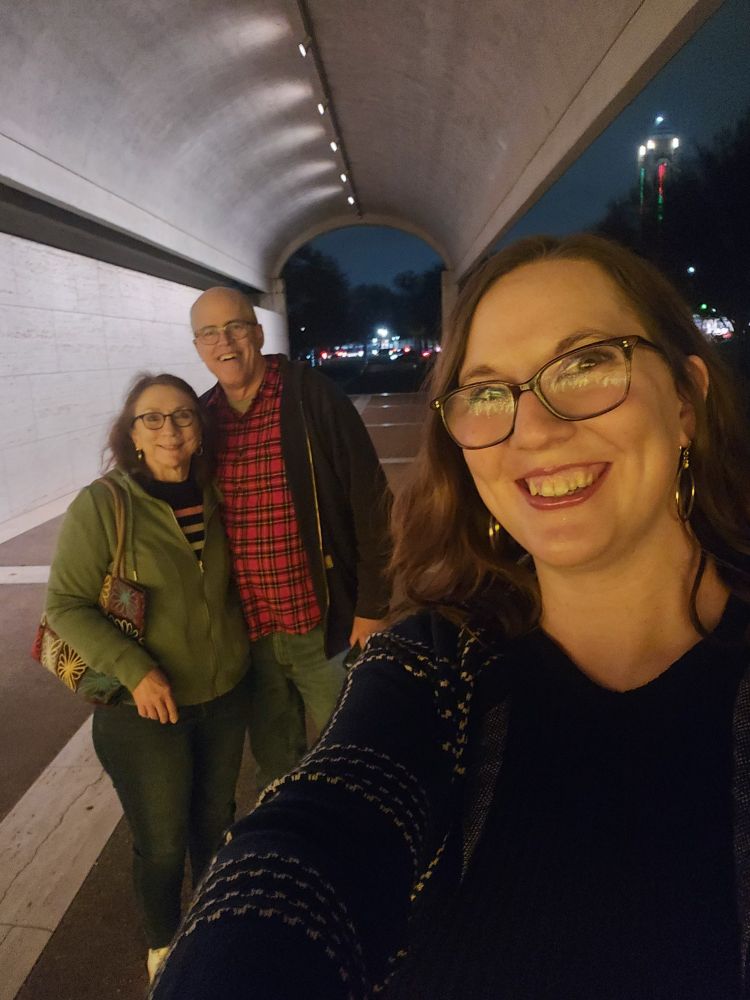 Selfie with parents in a barrel vaulted ceiling