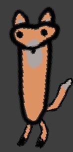 a close up of the fox from the previous picture. It is light red with white tufts on the chest, snout, ears and tail. Unfortunately i have been informed this also looks like a drawing of a fan-Homestuck Denizen which makes me sad, apparently I can never escape.