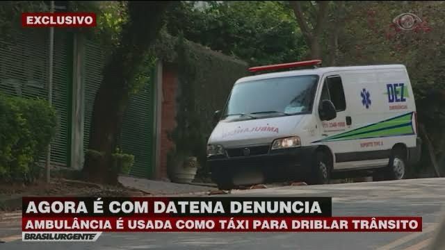 Tela do brasil urgente denunciando uso de ambulância como táxi