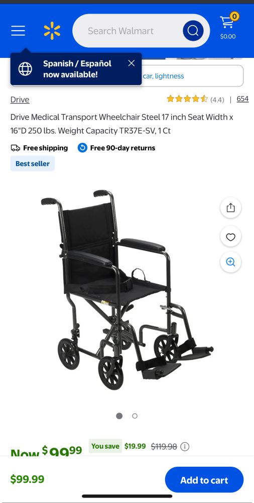 Transport chair. 