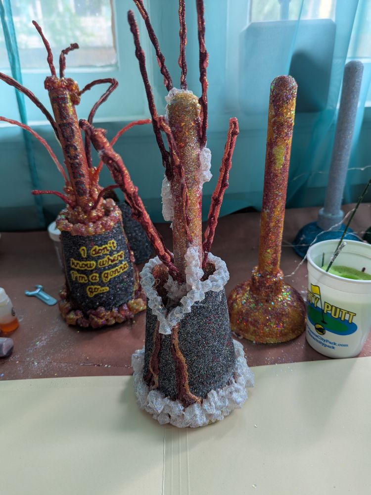 Sink plunger turned into a volcano 