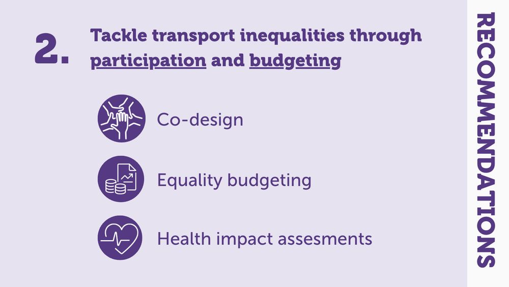 [2] Tackle transport inequalities through participation and budgeting
- Co-design
- Equality budgeting
- Health impact assessments