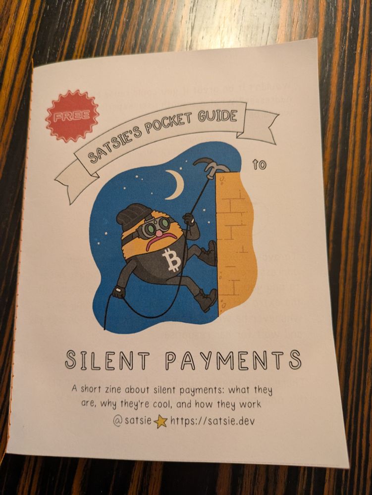 The cover of Satsie's Pocket Guide to Silent Payments. The guide can also be found on satsie.dev