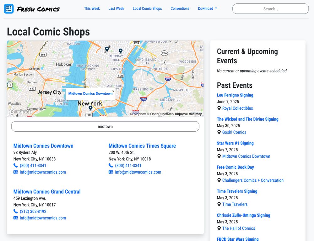 Text search also surfaces comic shops NOT near you.