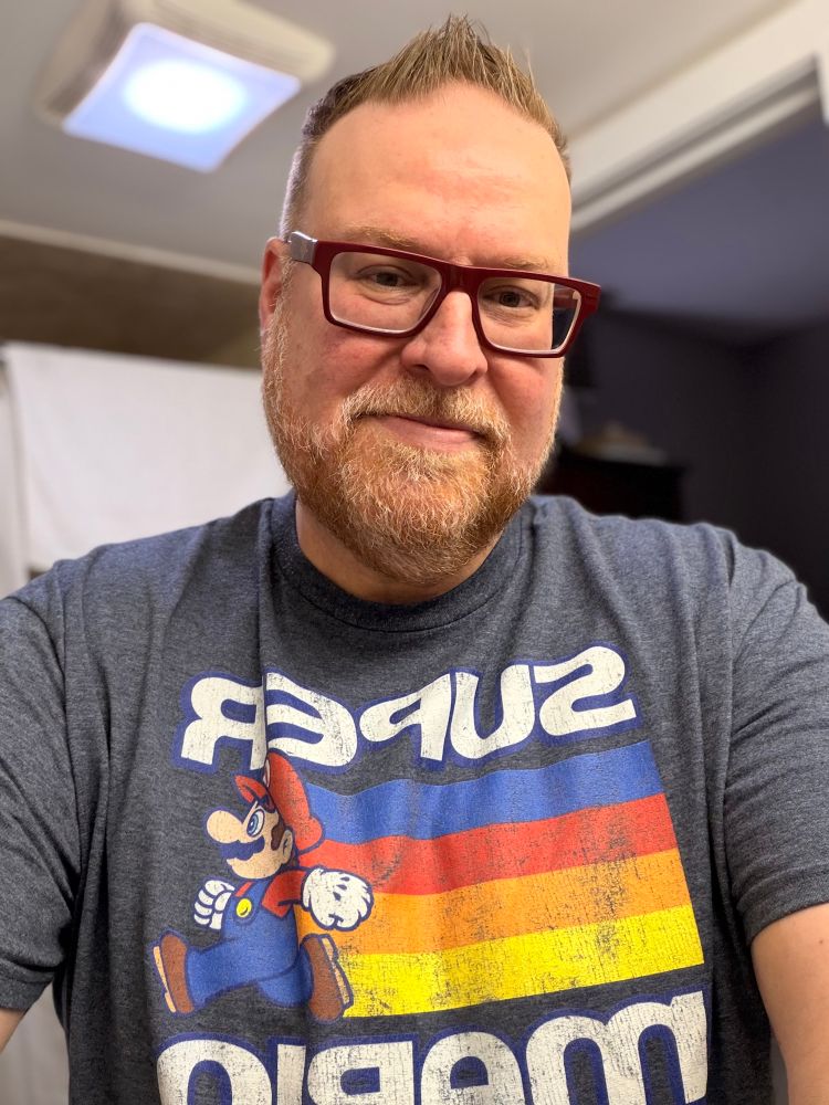 Selfie of me in my Super Mario tshirt. 