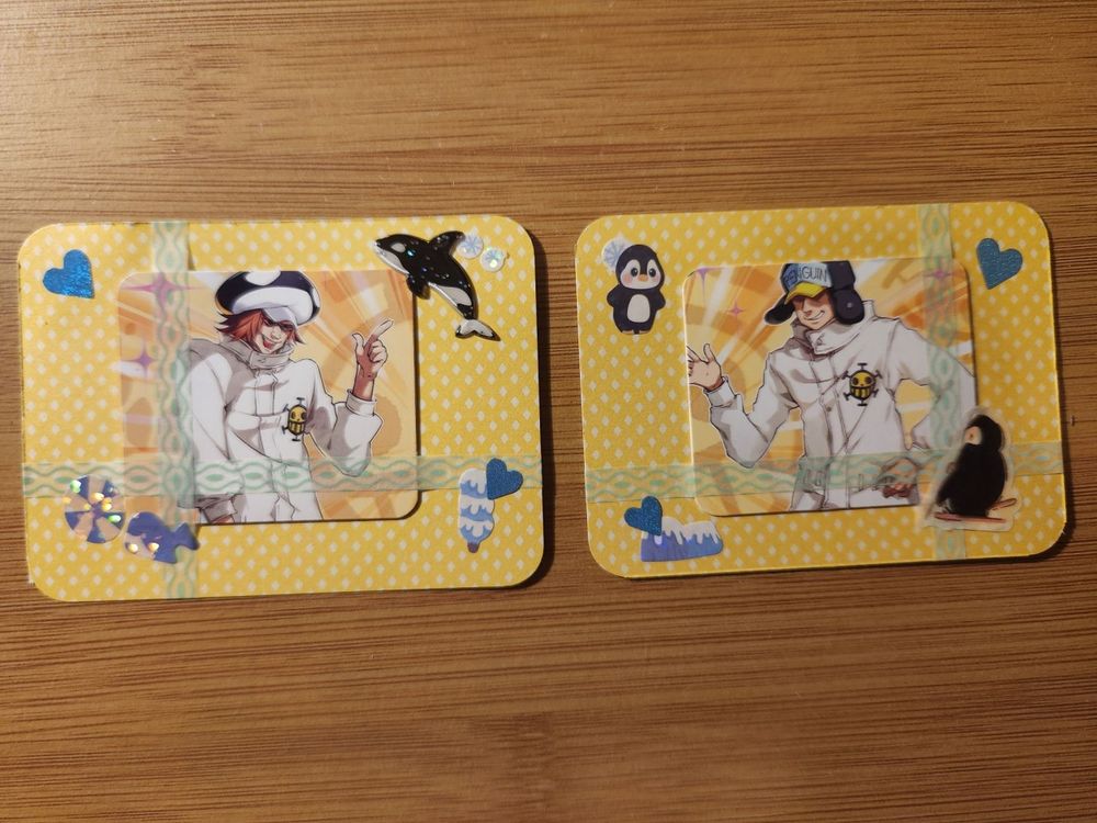 Two mini collages centering on Shachi and Penguin from One Piece.