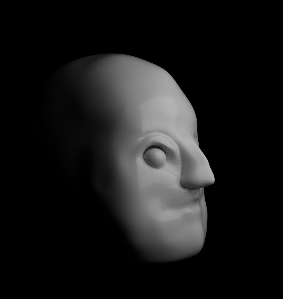 The sculpted version of the head model, it’s also in an ominously lite box. It doesn’t look quite as haunting though. 