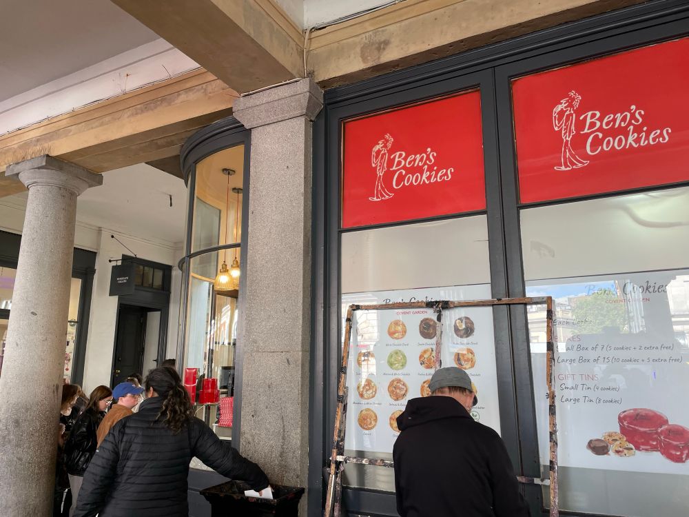 Ben’s Cookies outlet in Covent Garden Market in London 