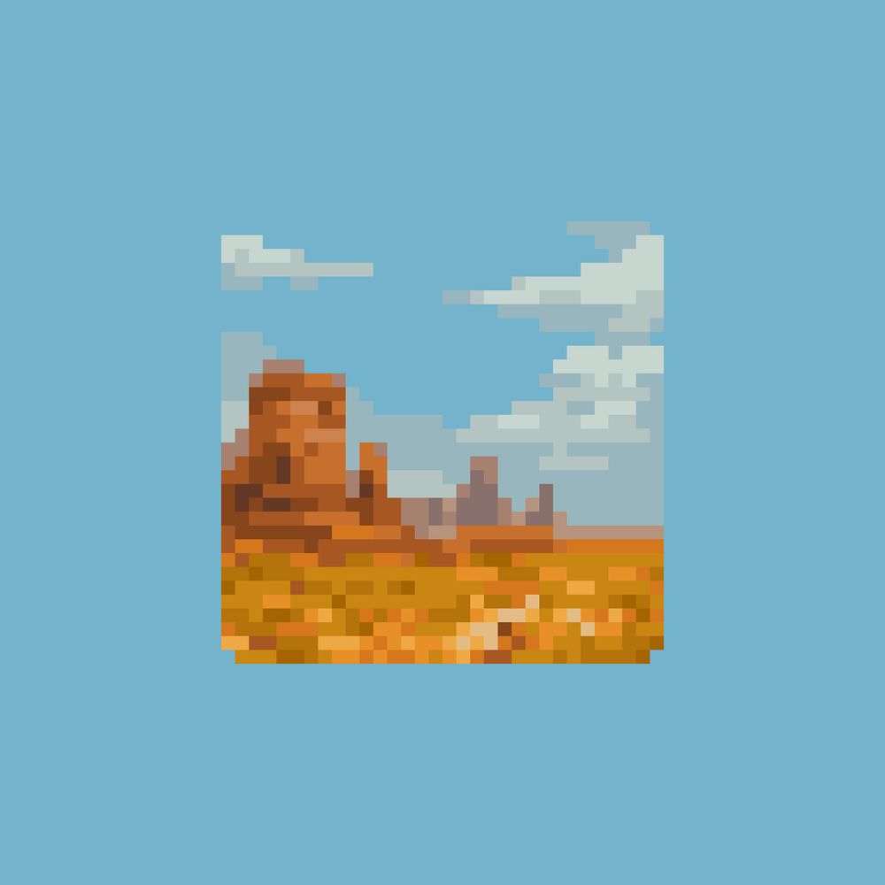 32x32 pixel art of a wild west inspired landscape