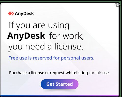 Anydesk giving me a 999 second wait time cause it thinks I'm using it for professional use