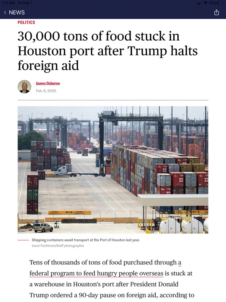 30000 Tons of us grown wheat stuck in Houston due to trump usaid cuts