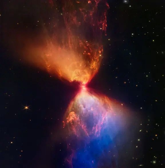 The protostar L1527 captured by the James Webb Space Telescope. This is the earliest stage of star formation. 