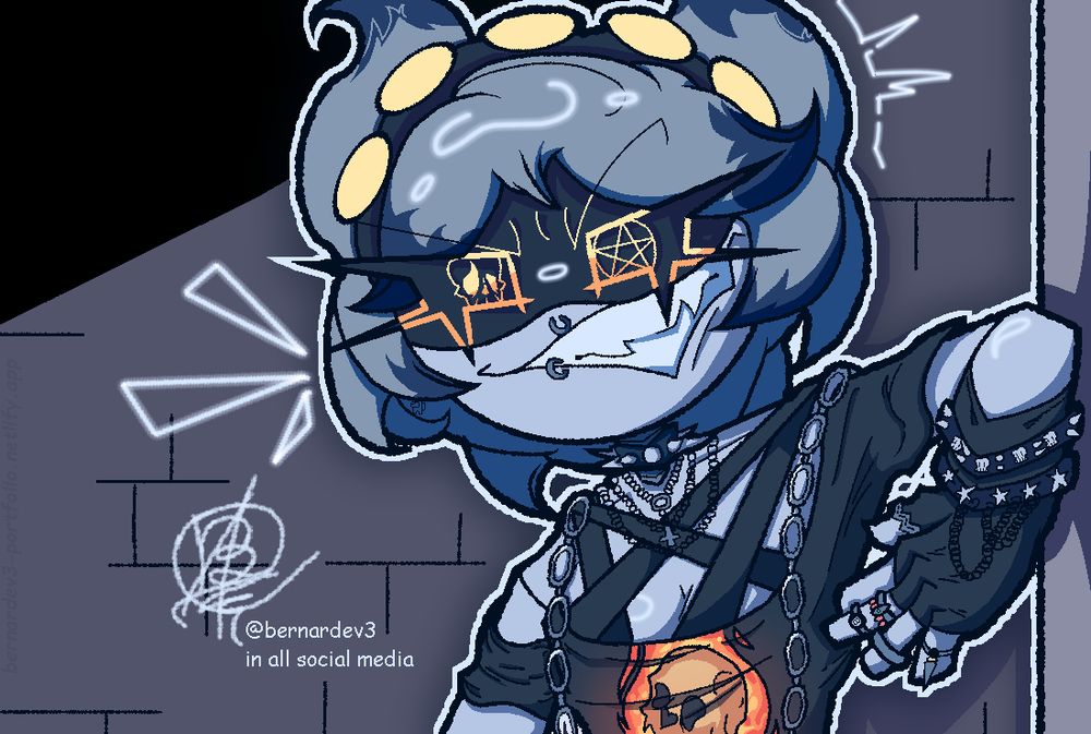 A drawing i made of Serial Designation V from Murder Drones wearing a goth outfit