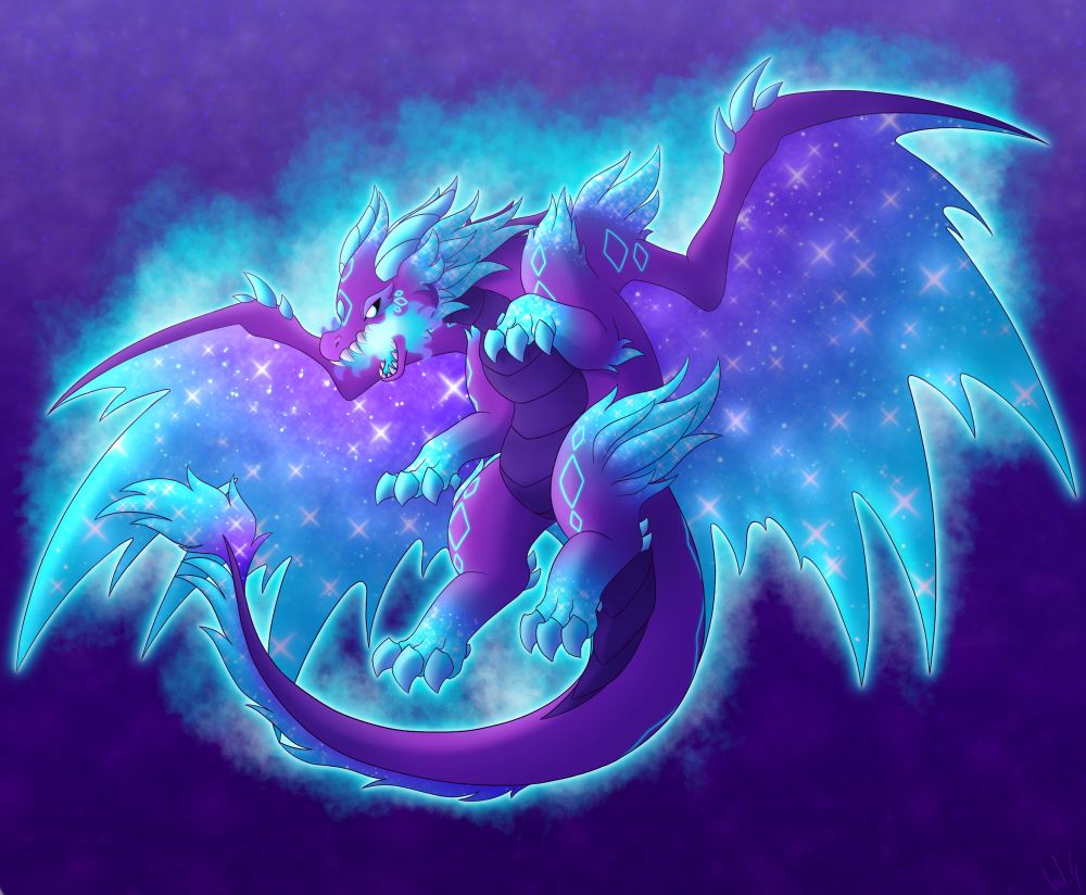 Drawing of my own design of the Guardian Queen (Spirit Dragon) from Dynamons World.