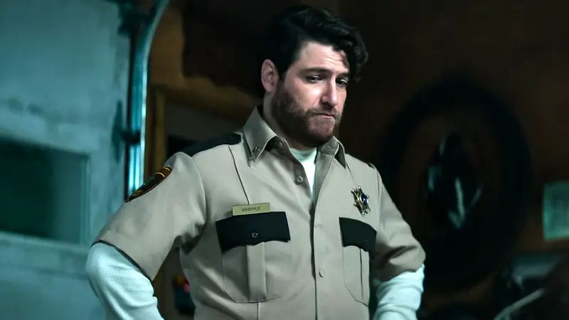 Adam Pally as deputy in Sonic the Hedghog...looking annoyed and/or confused. 